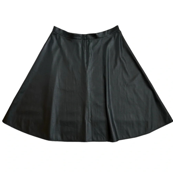 NWT Isaac Mizrahi Black Faux Leather A-Line Skirt Size 16 - Picture 2 of 12